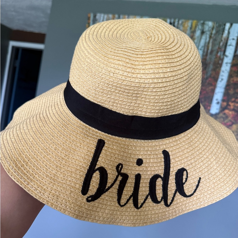 David's Bridal Tan and Black Bride Hat
